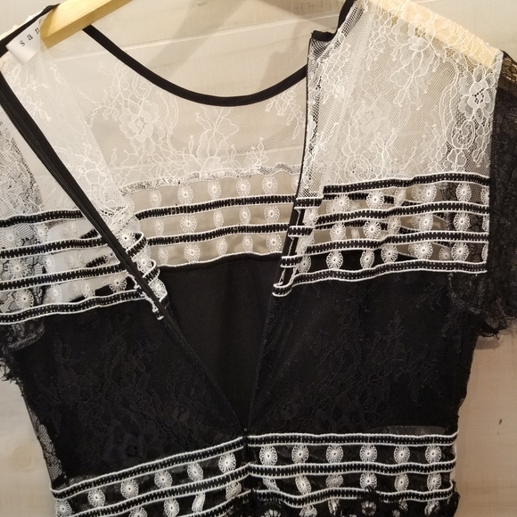 {2} Sandro Paris Rozen Lace Colorblock Dress - Picture 8 of 16